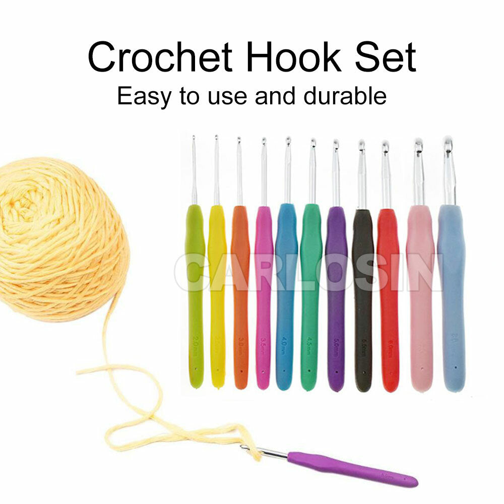 31Pcs Crochet Hooks Knitting Needles Set Soft Grip Sewing Tools