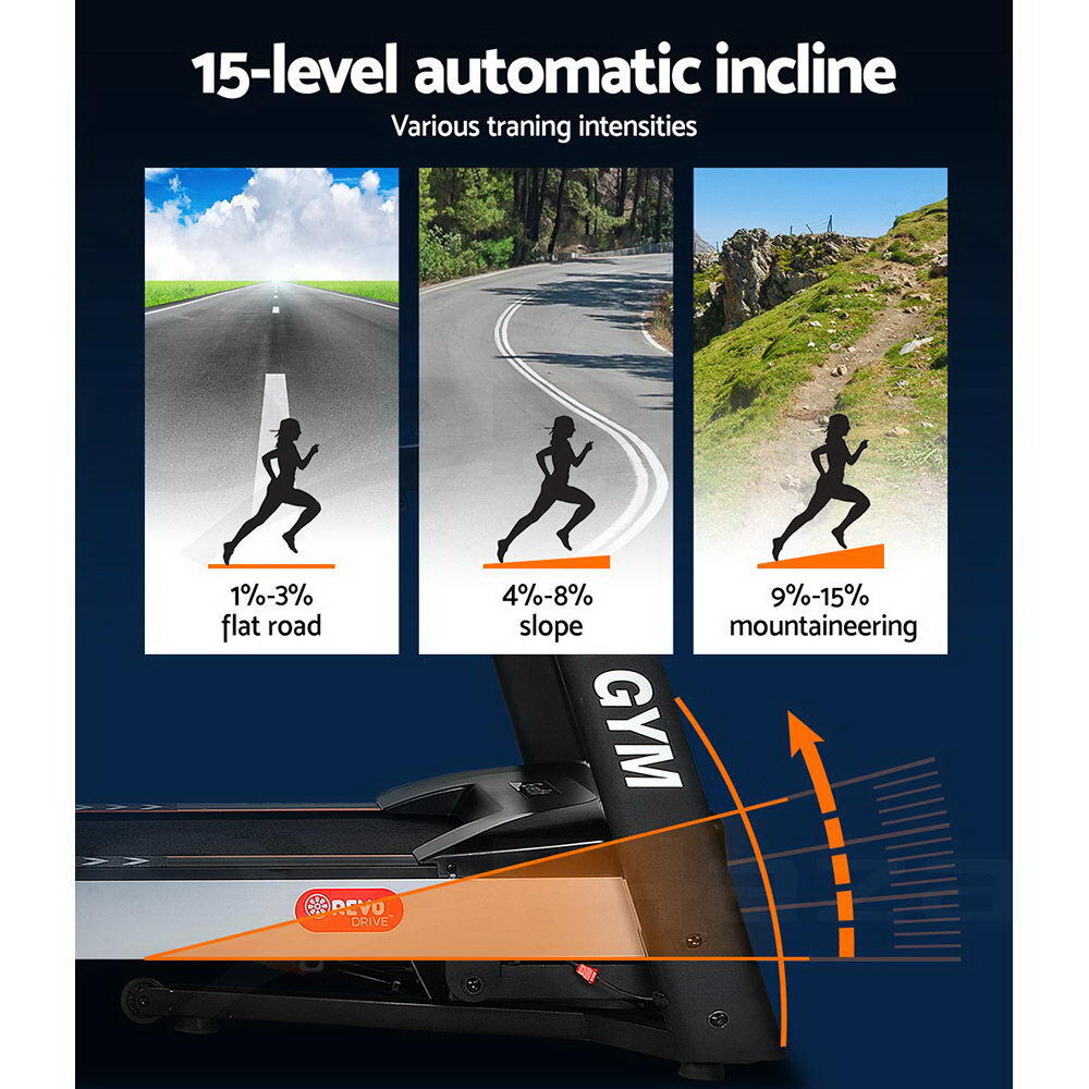Electric Treadmill Auto Incline Home Gym Fitness 450mm