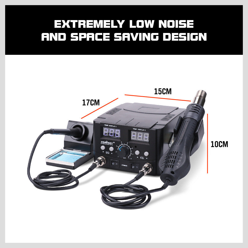 2-in-1 Soldering Station – Hot Air Gun & SMD Rework Iron