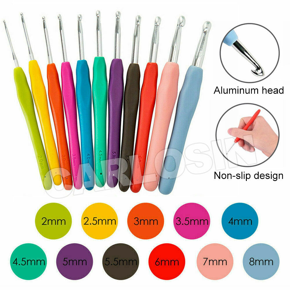31Pcs Crochet Hooks Knitting Needles Set Soft Grip Sewing Tools