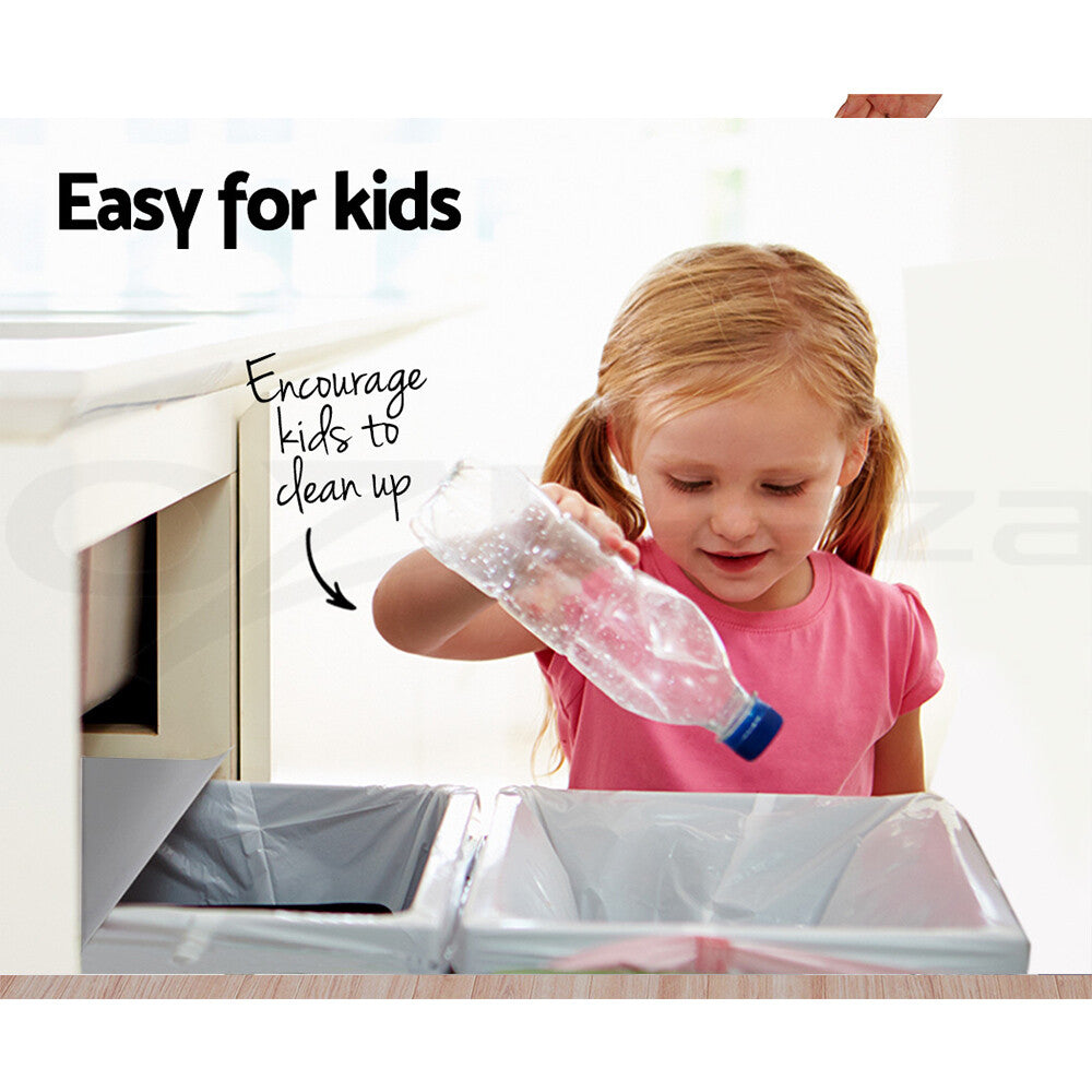 2x20L Twin Pull Out Kitchen Rubbish Bin Double Slide
