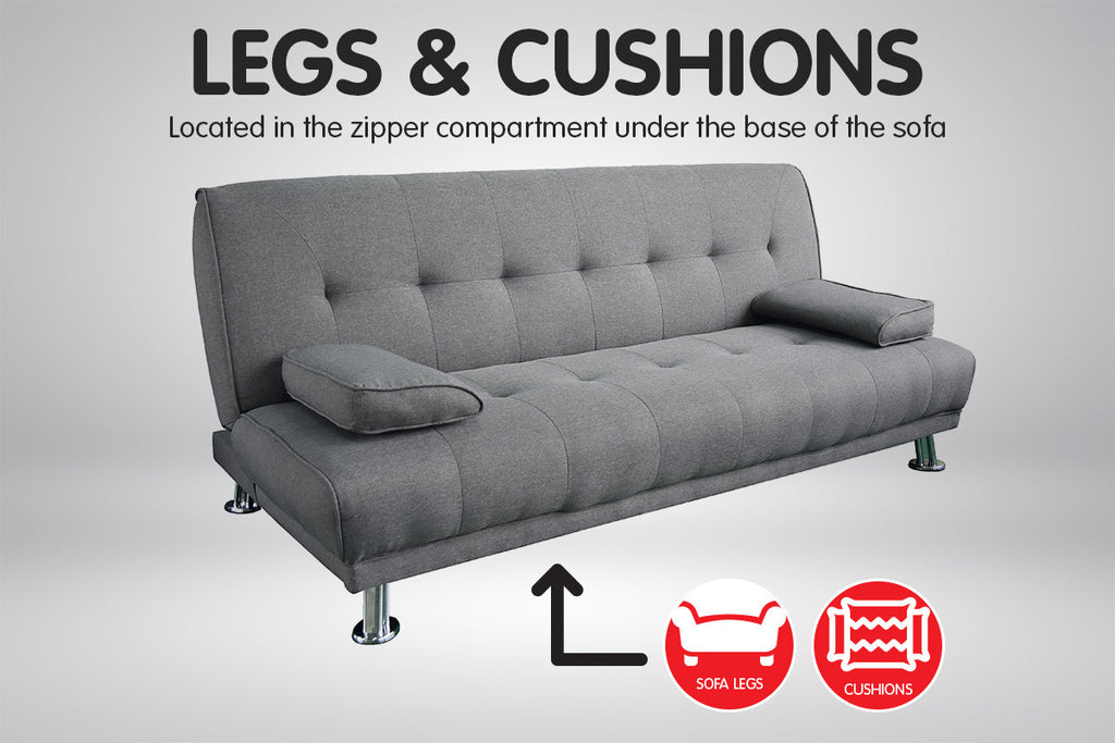 Manhattan Sofa Bed Light Grey Linen Convertible Lounge Suite