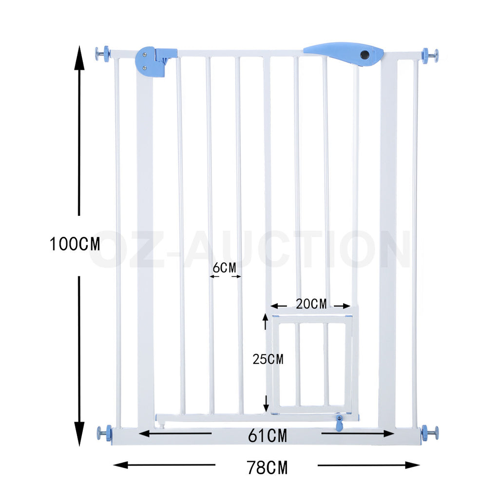 100cm Tall Baby Safety Gate Adjustable Pet Dog Cat Stair Barrier