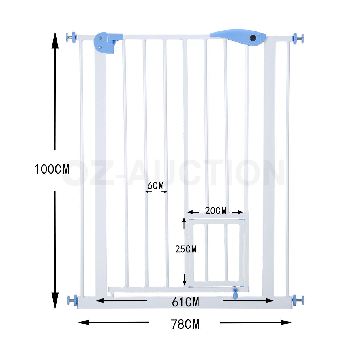 100cm Tall Baby Safety Gate Adjustable Pet Dog Cat Stair Barrier