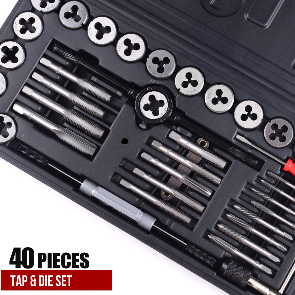 40pc Tap & Die Set – Metric & Imperial Thread Drill Kit M3-M12