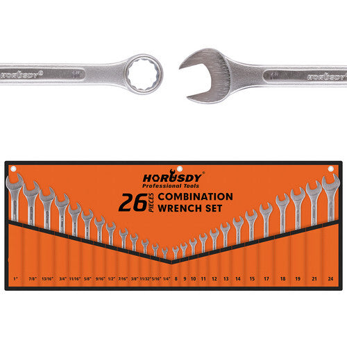 26PCS Spanner Set – Metric & SAE CRV with Carry Pouch