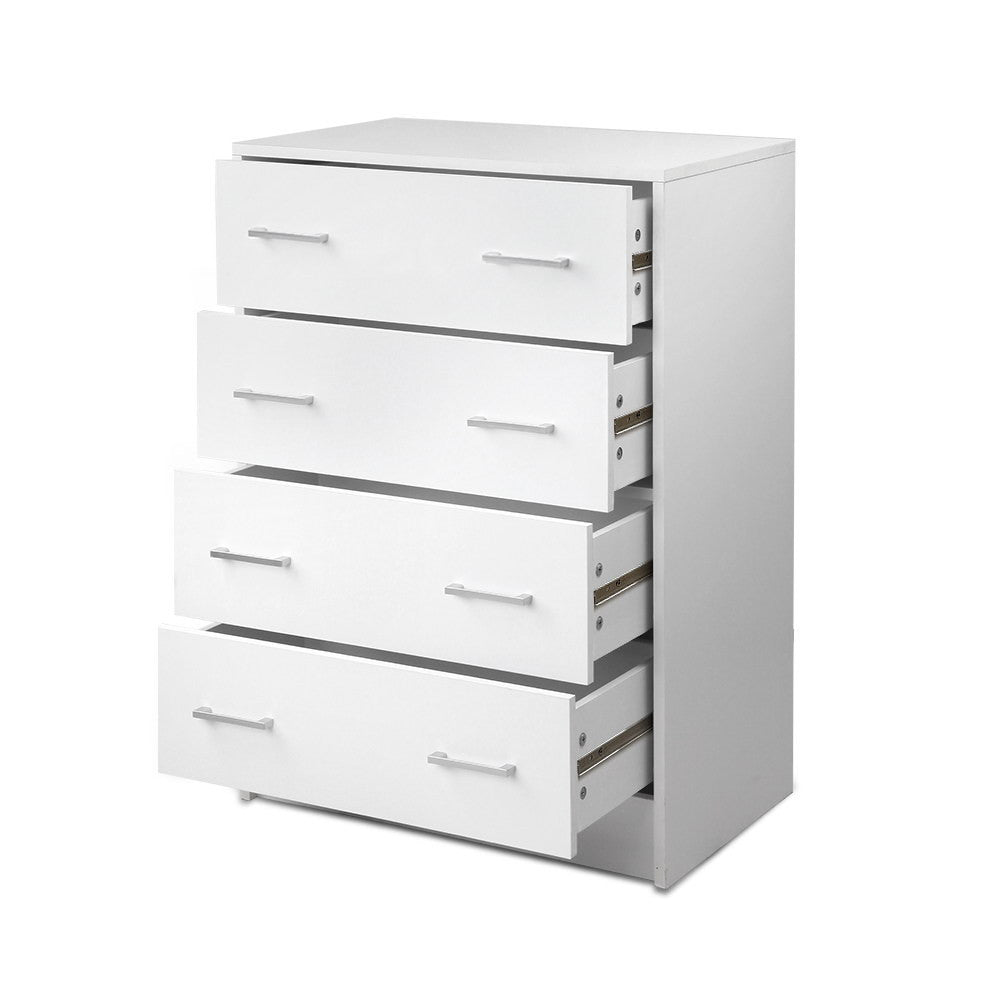 4 Drawer Chest Tallboy Storage Cabinet White