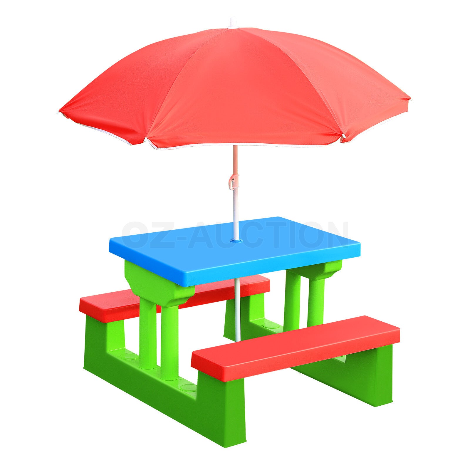 Multi-Color Kids Picnic Table – Outdoor/Indoor Bench & Umbrella Set