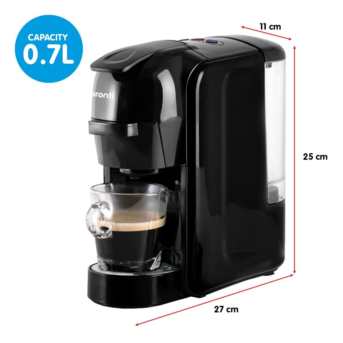 Pronti HomeMaid 3-in-1 Coffee Machine Compatible with Nespresso Pods
