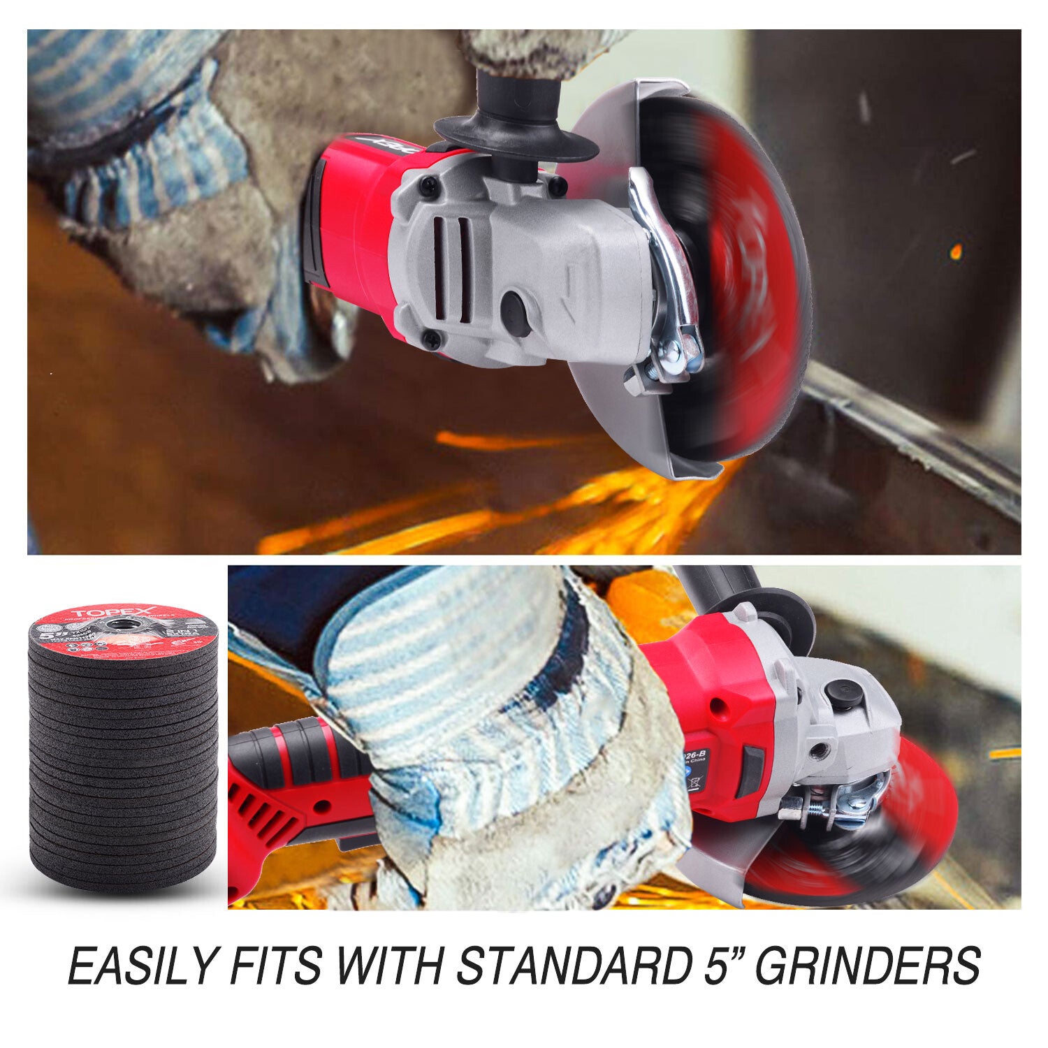 25pc 5" (125mm) Sanding & Grinding Discs – Angle Grinder Wheels