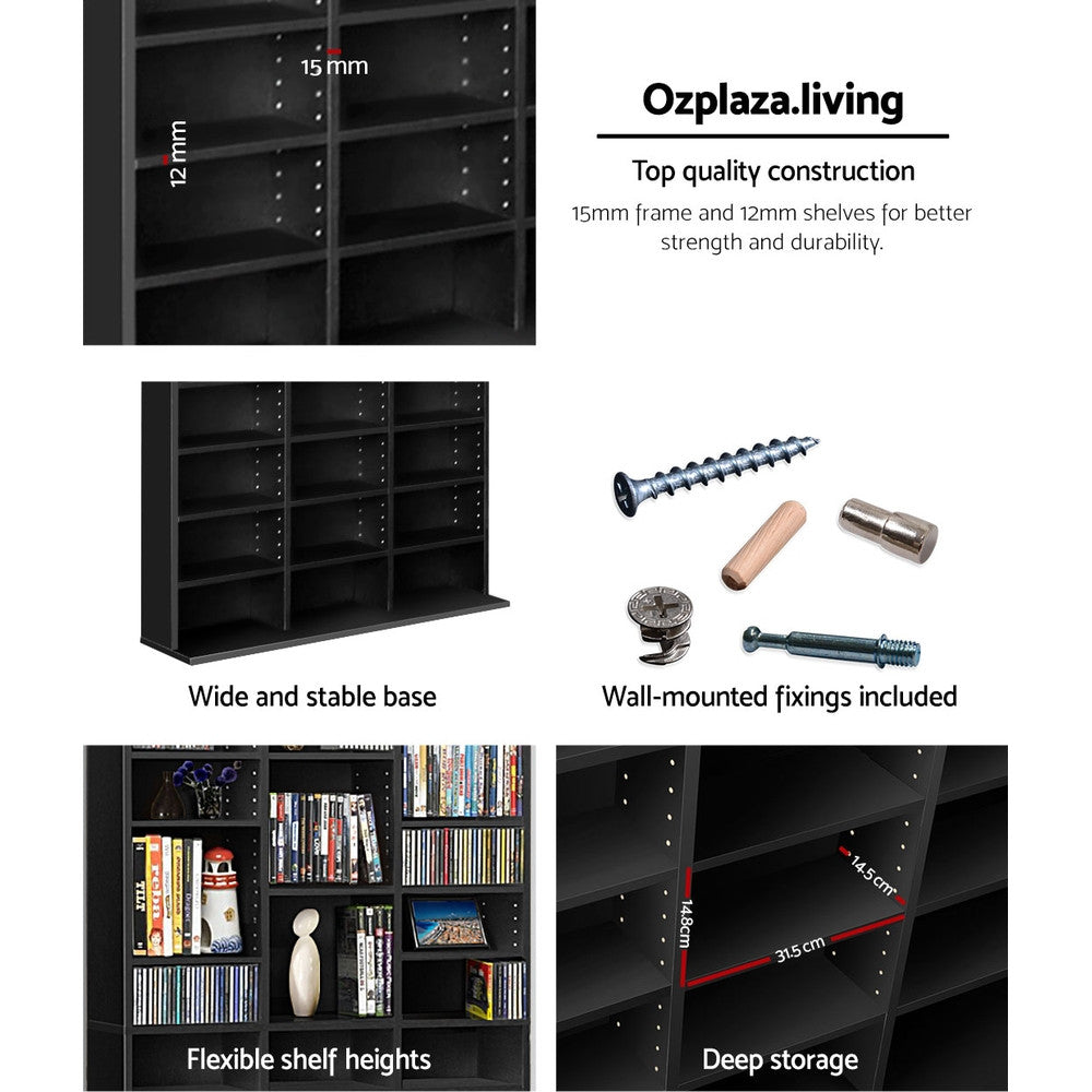 Bookshelf Display CD DVD Storage Bookcase Black