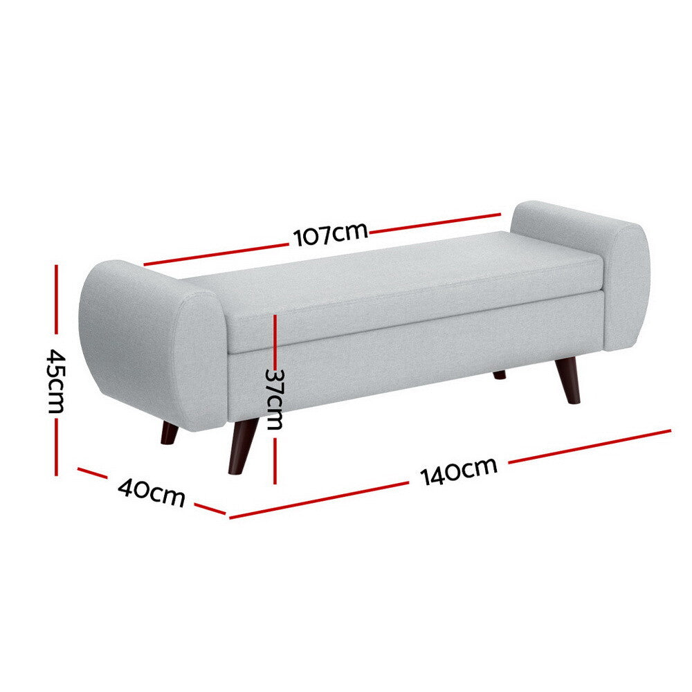 Storage Ottoman Blanket Box Bench 140cm Linen Grey