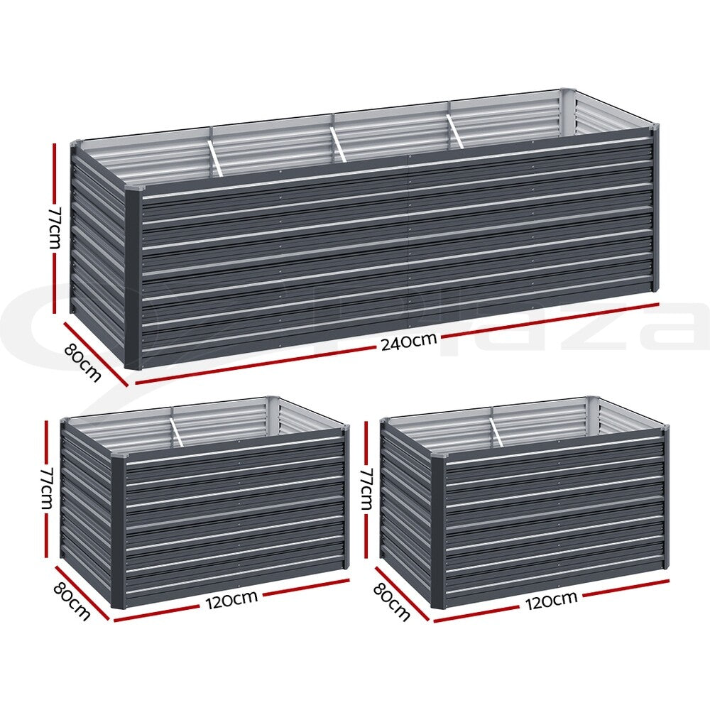 Raised Garden Bed Planter Box Galvanised 240x80x77cm