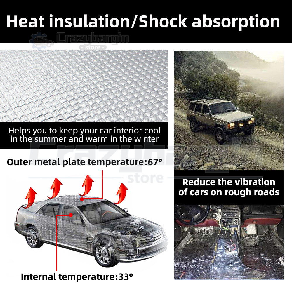 1x5M Car Sound Deadener – Foam Insulation Mat Heat & Noise Shield