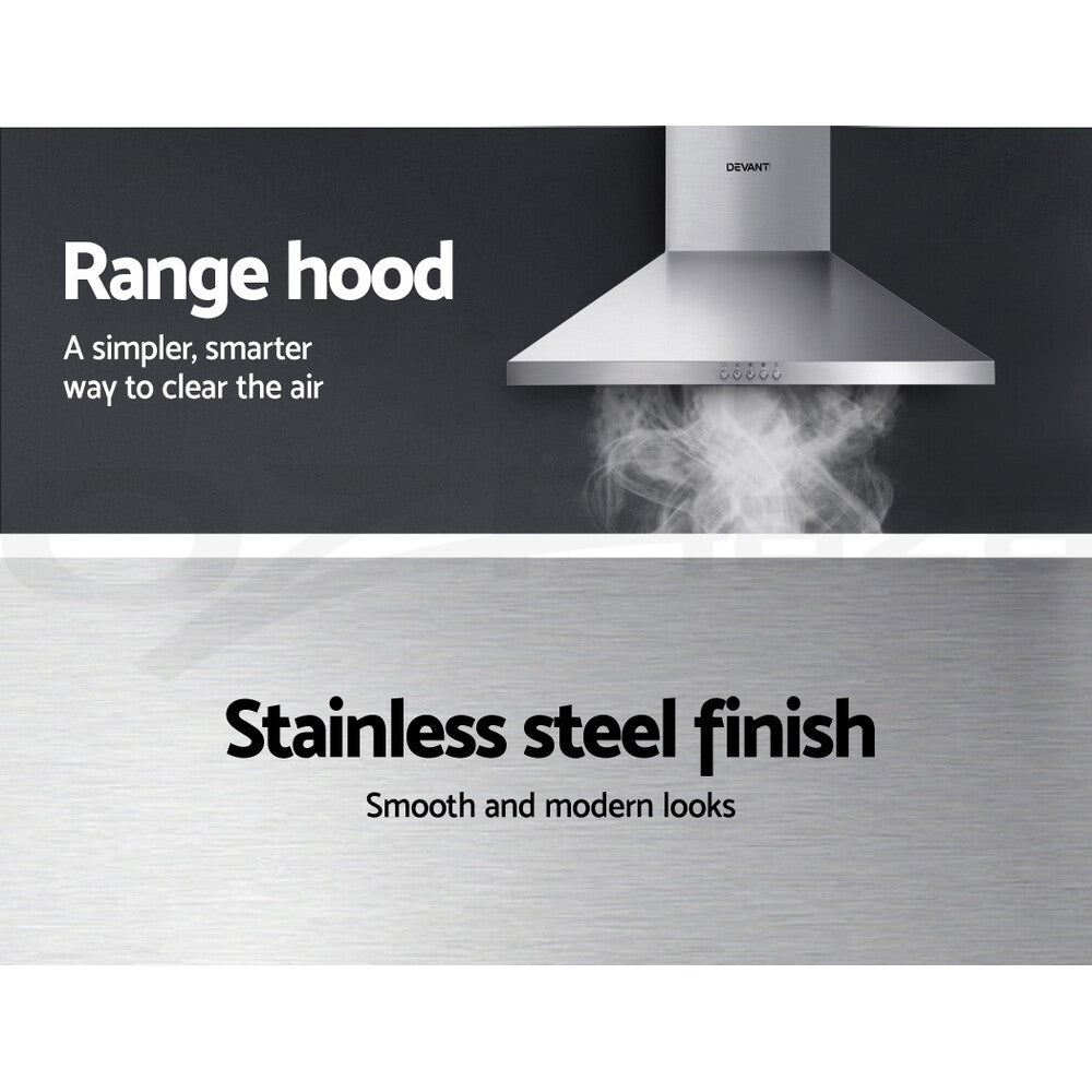 60cm Kitchen Rangehood Canopy LED Stainless Steel