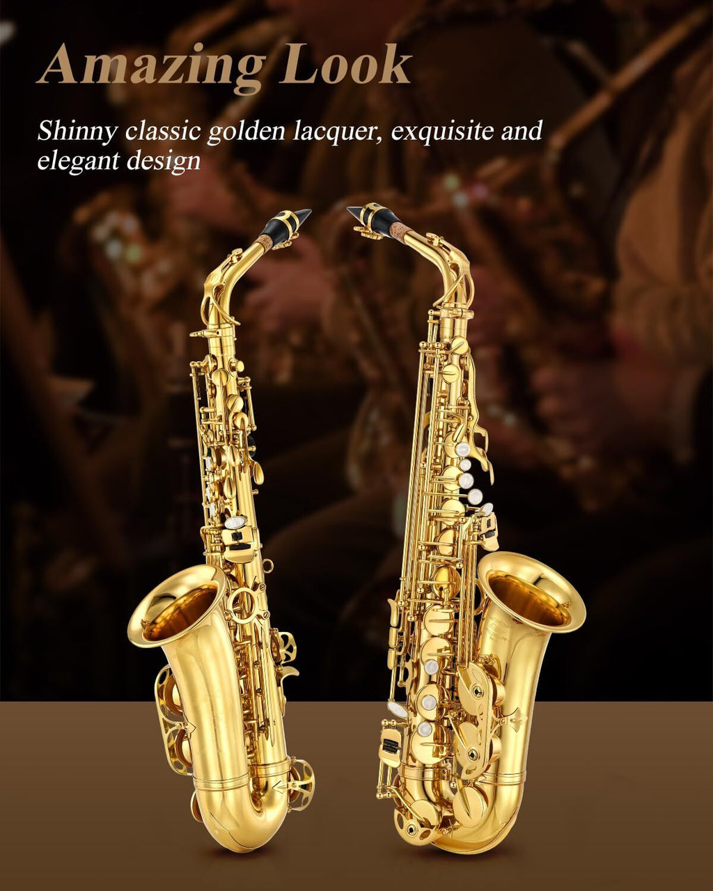 Eastar E Flat Alto Saxophone Gold Lacquered Student Sax Band