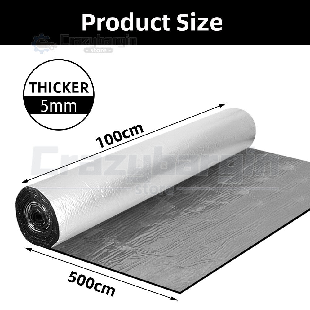 1x5M Car Sound Deadener – Foam Insulation Mat Heat & Noise Shield