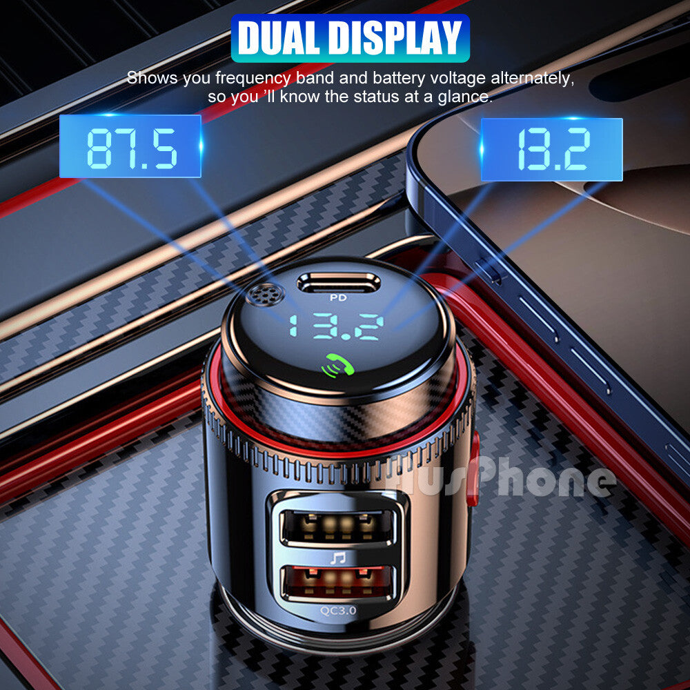 Bluetooth 5.0 FM Transmitter Car MP3 Dual USB Charger
