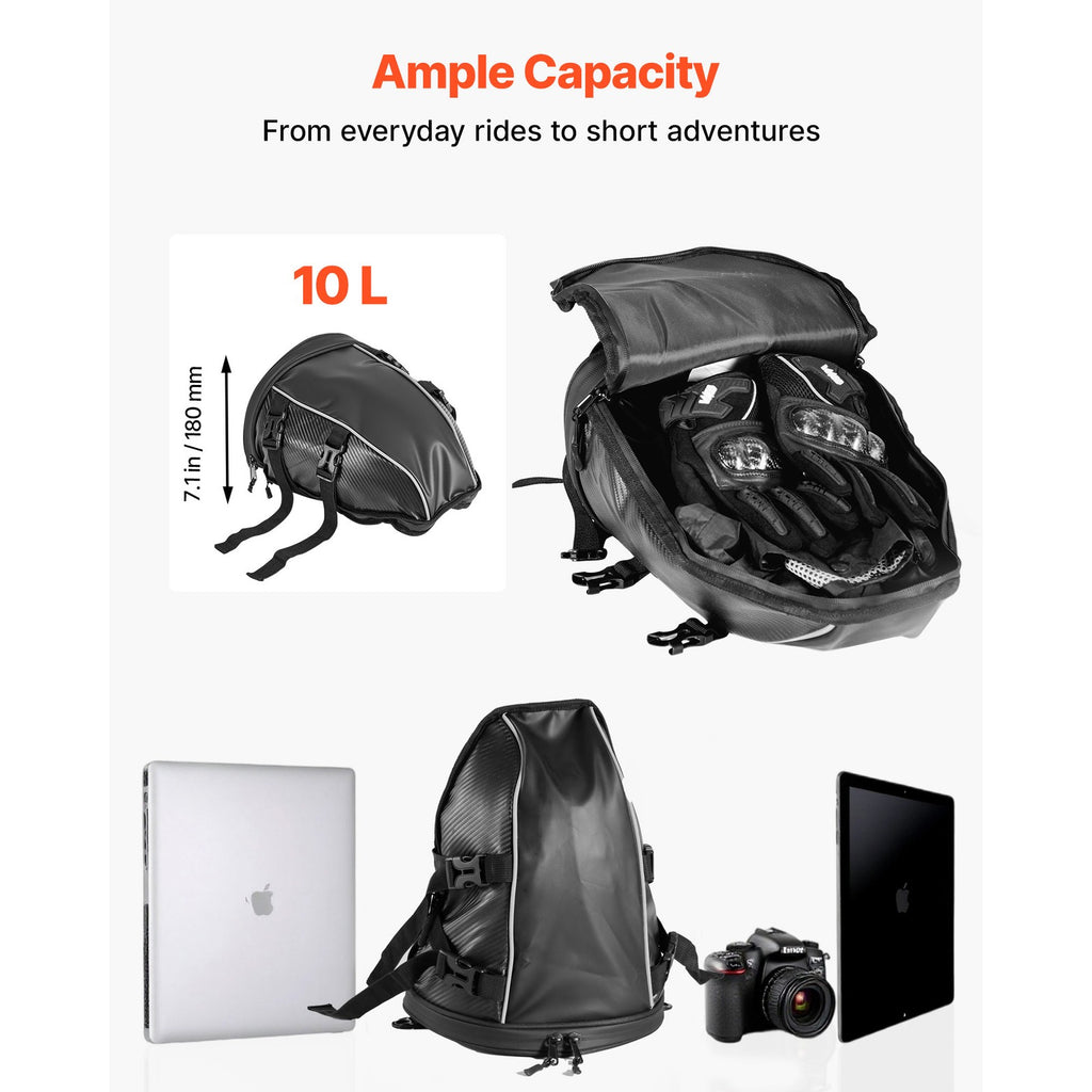 Uimoso Motorcycle Tail Bag Rear Seat Luggage Storage Backpack 10L