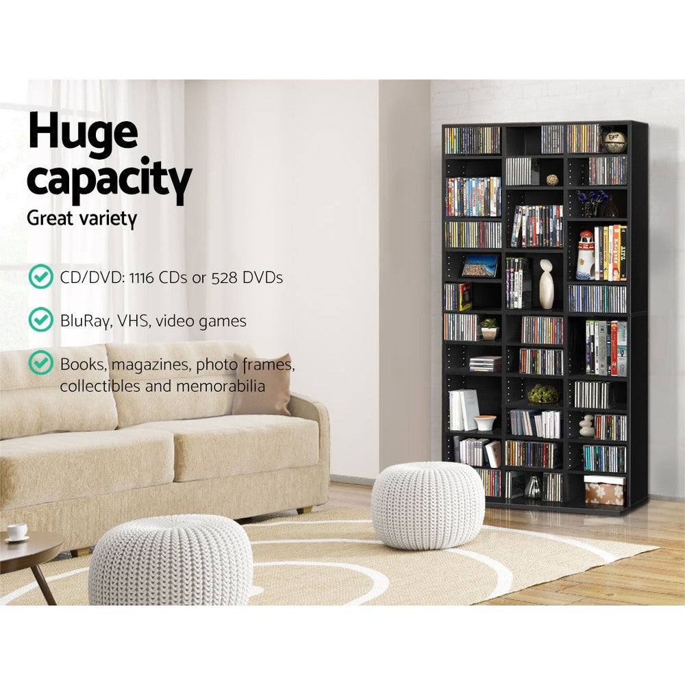 Bookshelf Display CD DVD Storage Bookcase Black