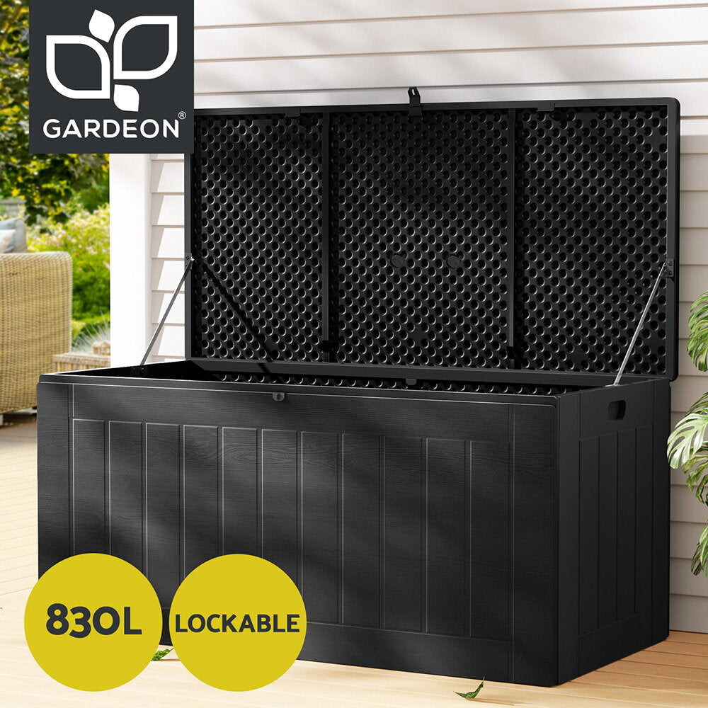 830L Lockable Outdoor Storage Bench Tool Box Black