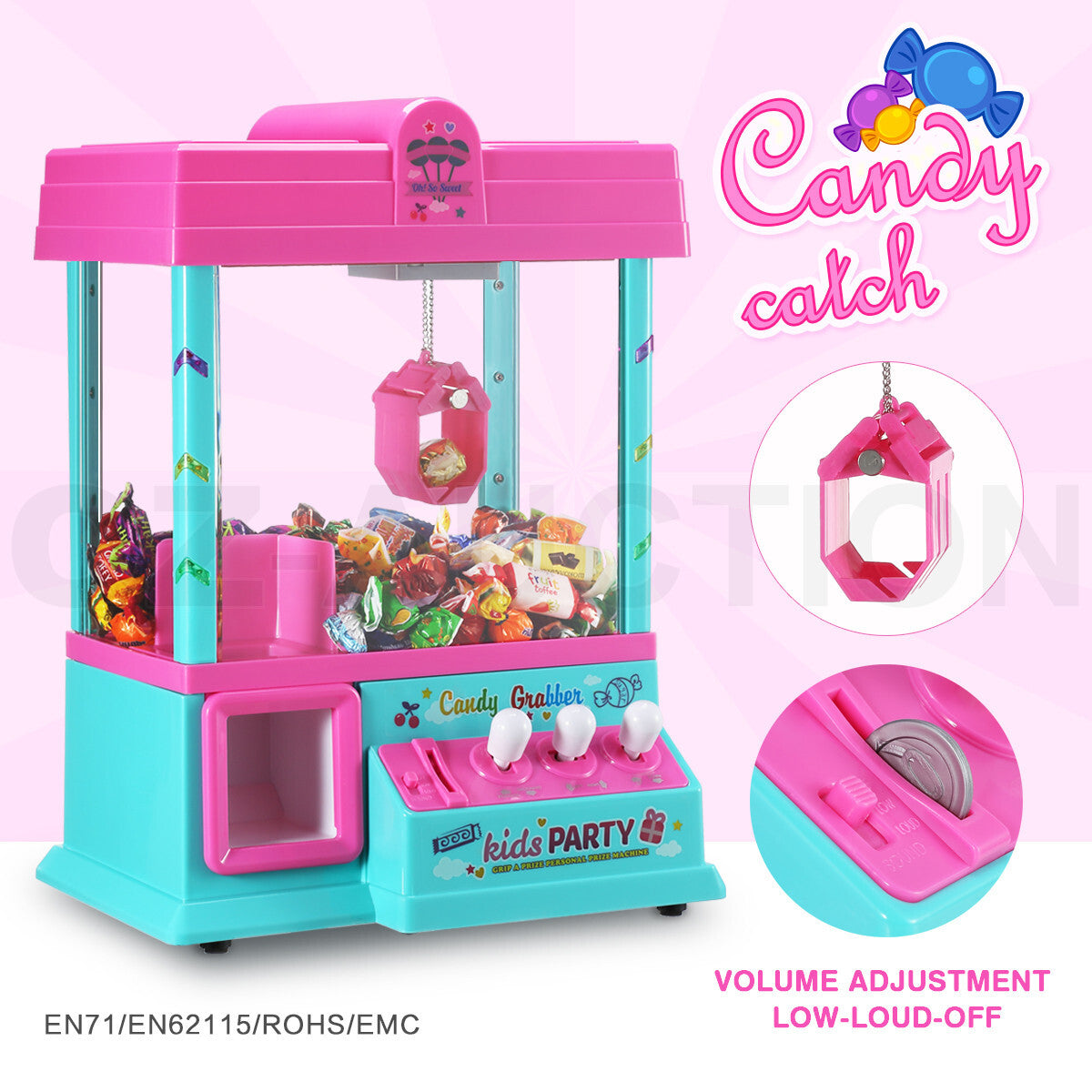 Mini Toy Claw Machine – Arcade Candy Grabber with LED Lights & Music