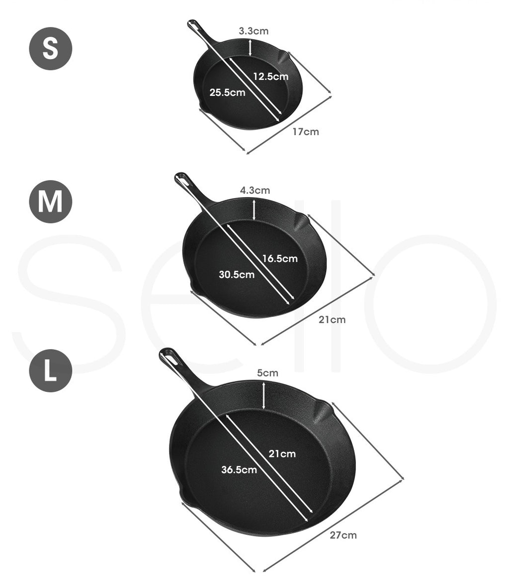 3-Piece Toque Fry Pan Set – Non-Stick Cast Iron Skillet Frypan