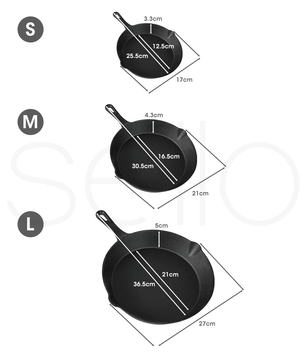3-Piece Toque Fry Pan Set – Non-Stick Cast Iron Skillet Frypan