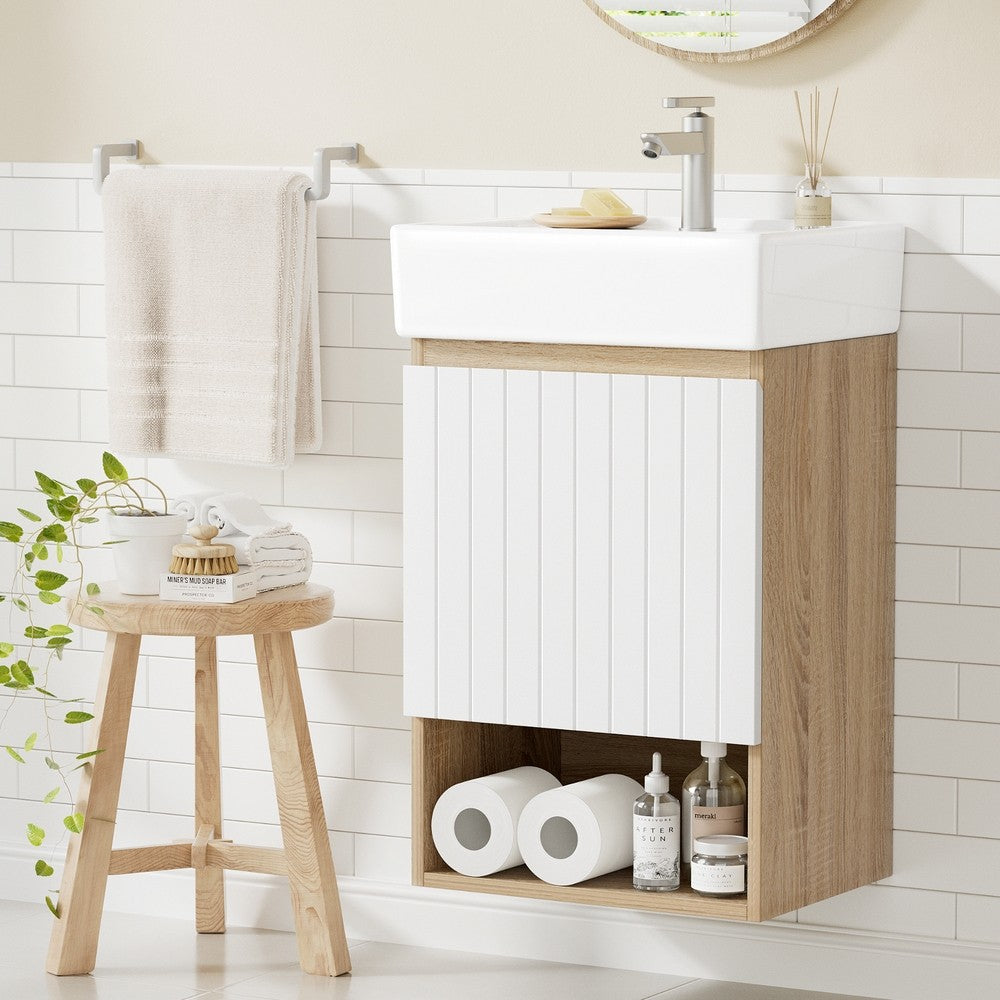 445mm Bathroom Vanity Unit Basin Wall Hung Cabinet White