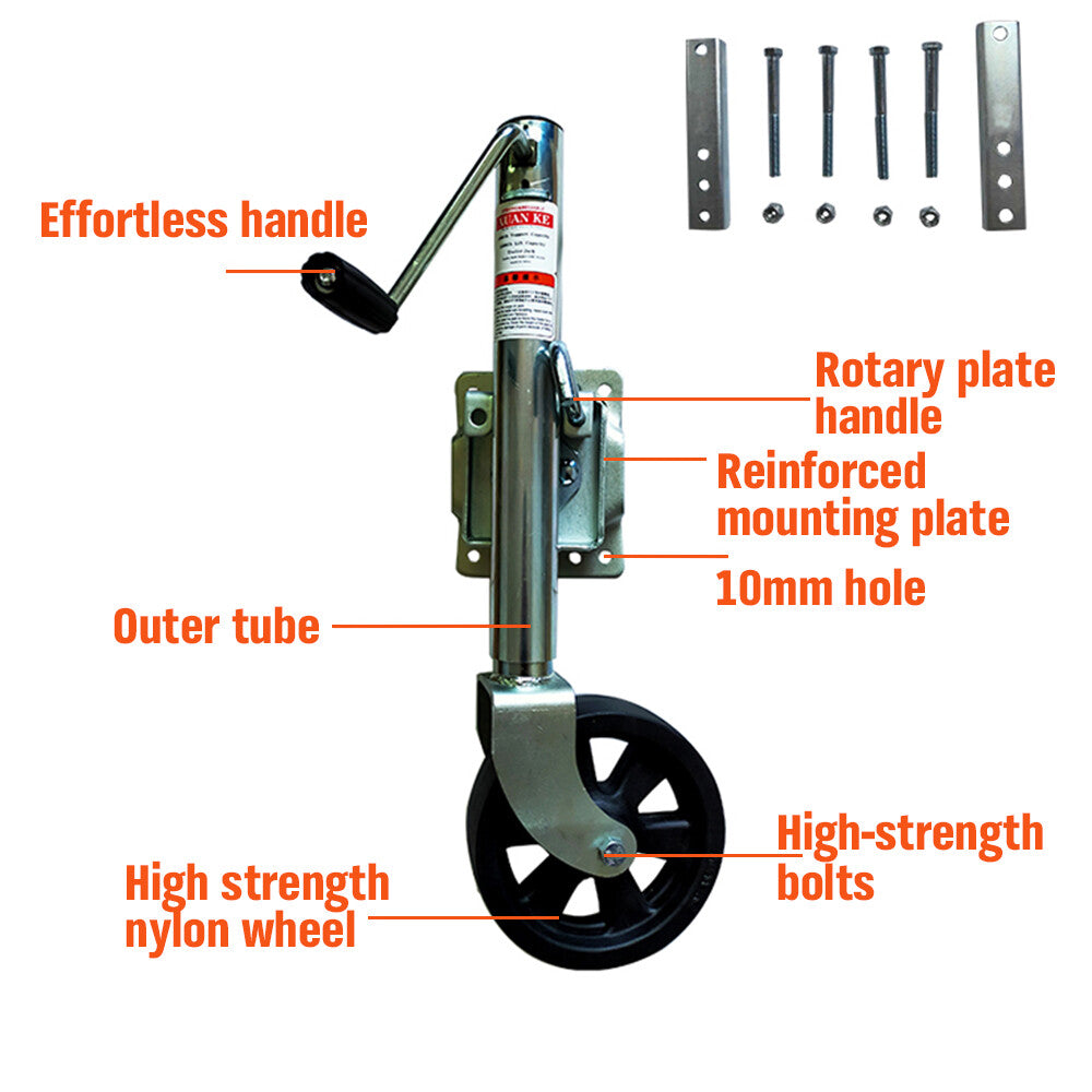 8" Jockey Wheel – Swing-Up Swivel Nylon Trailer Caravan Boat 1500LB