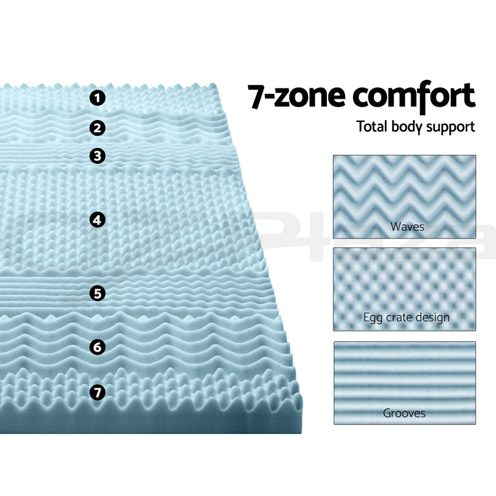 8cm Memory Foam Mattress Topper Cool Gel Bamboo 7-Zone