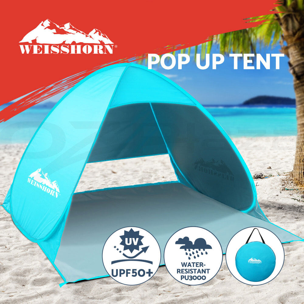Weisshorn Pop Up Beach Tent Camping Hiking 3 Person Sun Shade Fishing Shelter