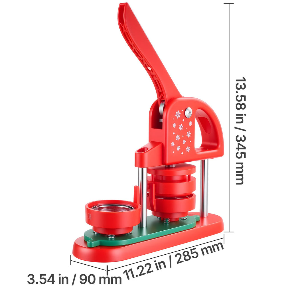 Uimoso Button Maker Machine 58 mm with 100 Plastic Pin Parts - Red