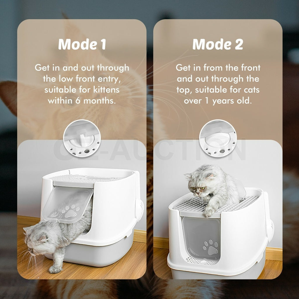 Fully Enclosed Hooded Cat Litter Box Kitty Toilet House