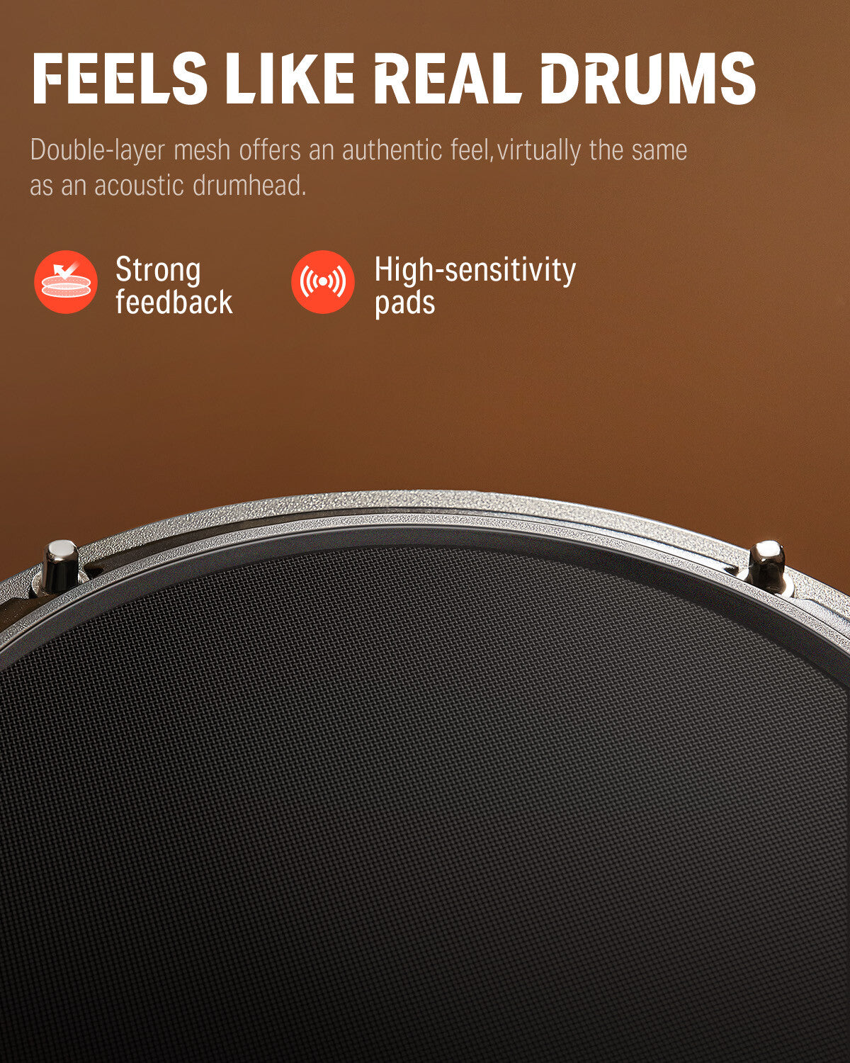 Donner DED-80 Electric Drum Set 4 Mesh Pads 2 Pedals 180 Sounds Grey