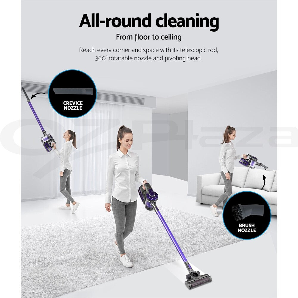 Cordless Stick Vacuum Cleaner 150W Bagless Handheld Purple