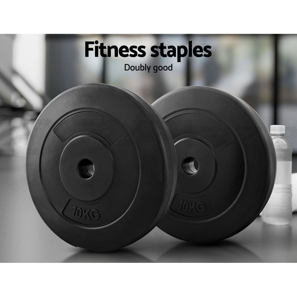 2x 10KG Barbell Weight Plates Standard Home Gym Fitness