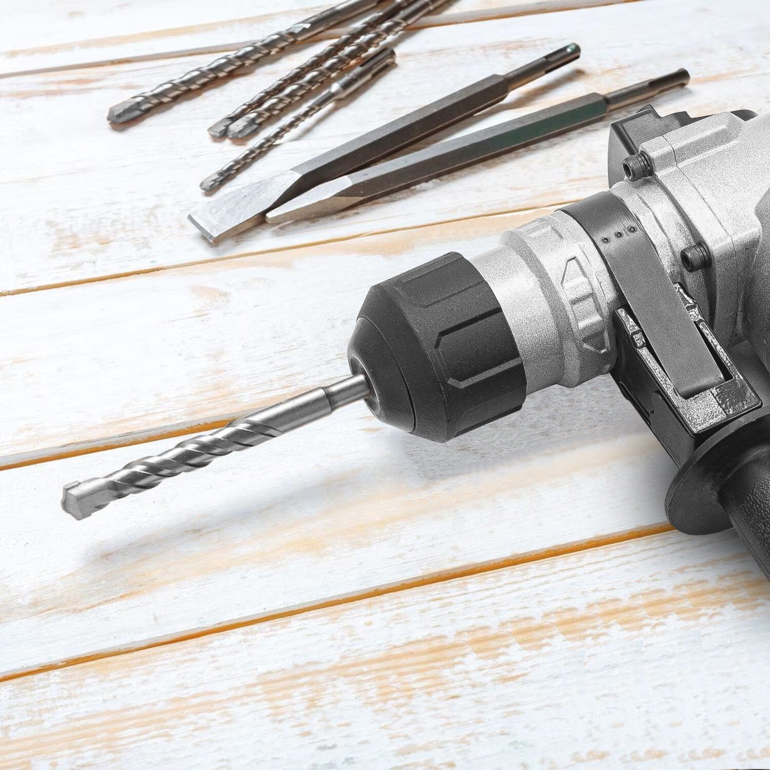 7pc SDS Plus Rotary Hammer Drill Bit & Chisel Set