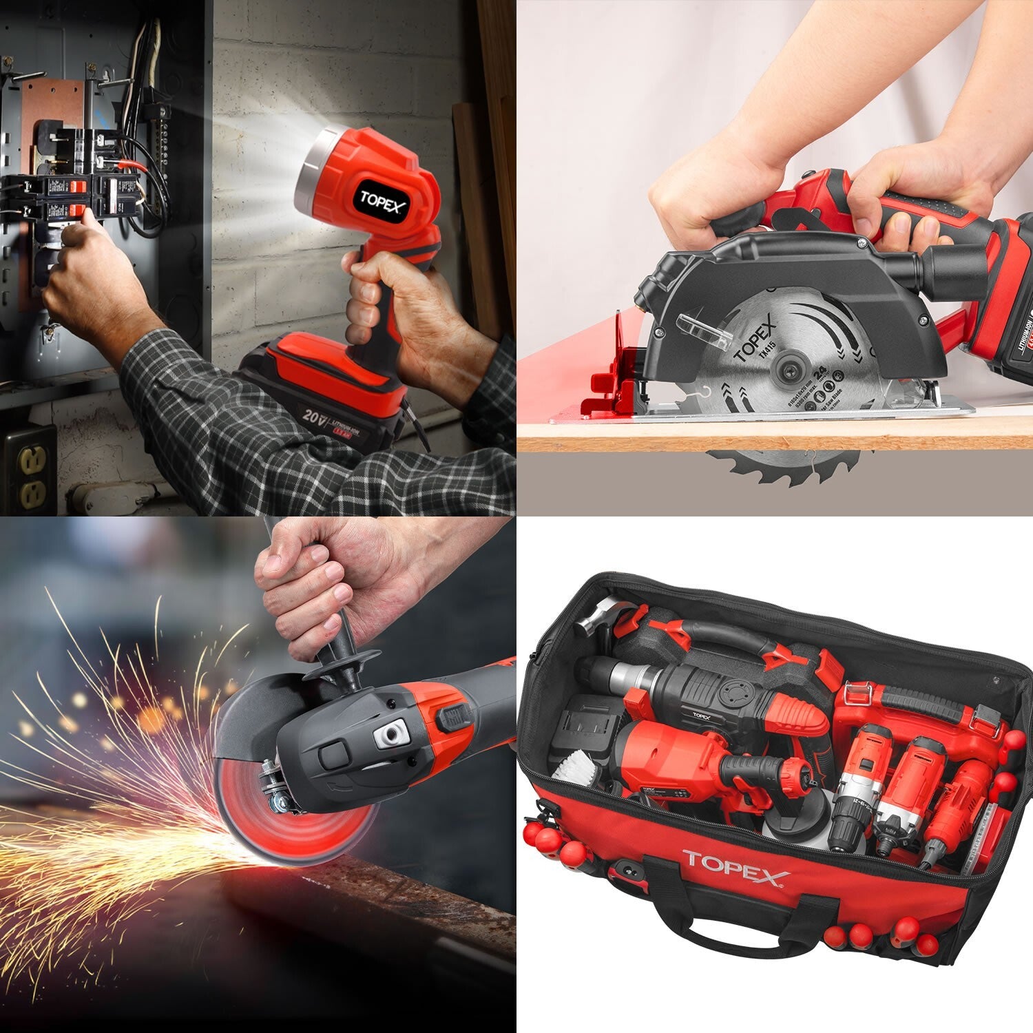 20V Cordless Drill & Impact Driver Kit – Grinder, Saw & LED Torch