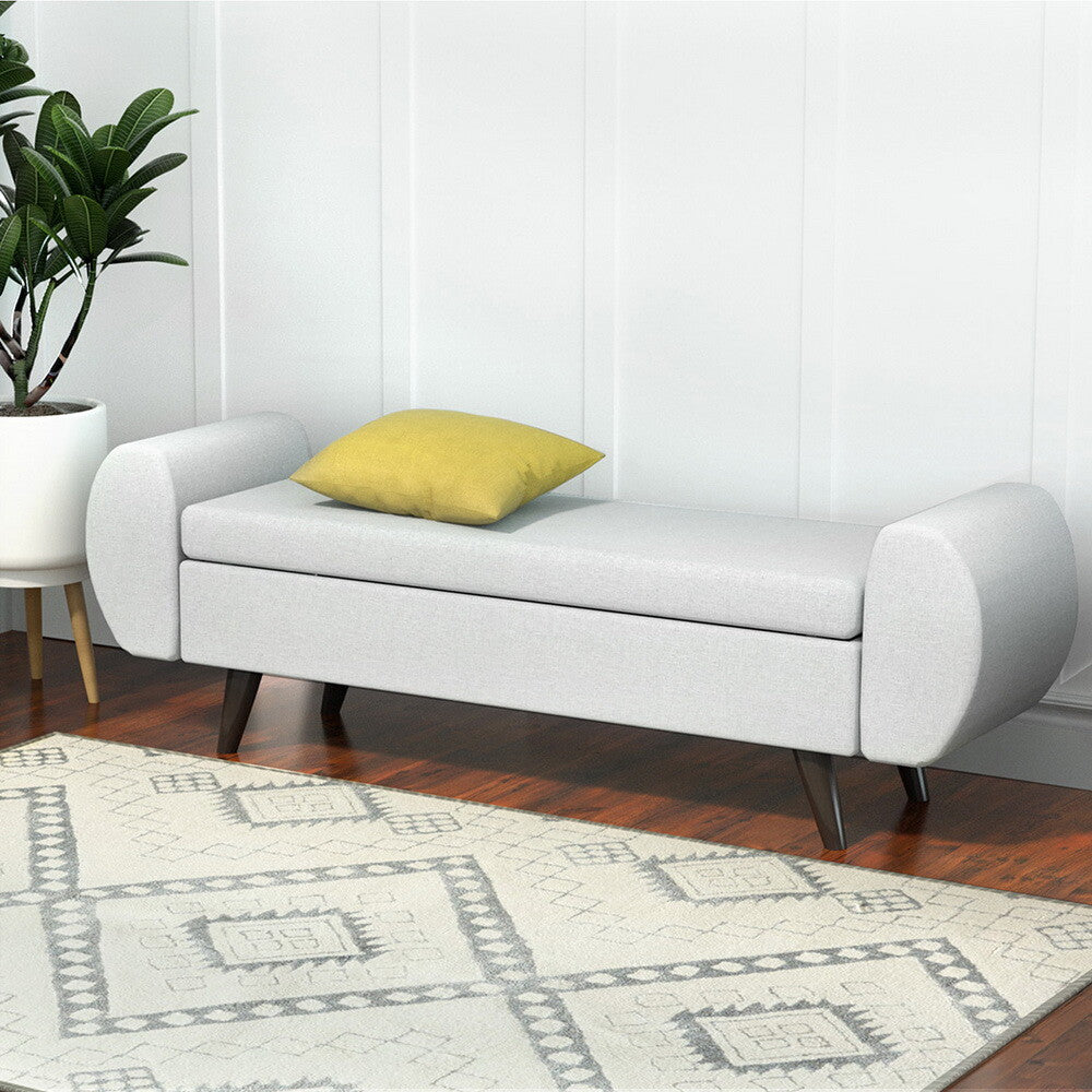 Storage Ottoman Blanket Box Bench 140cm Linen Grey