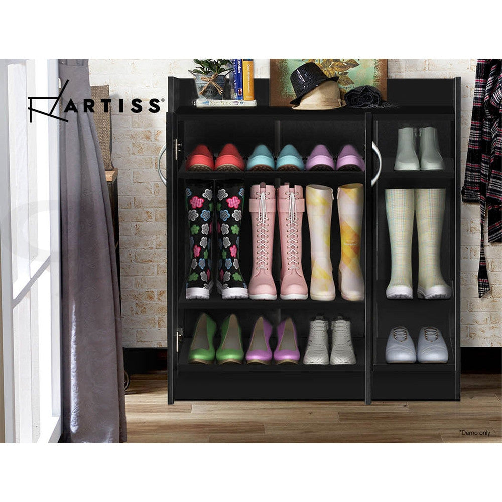 Artiss Shoe Rack Storage Cabinet 21 Pair Organiser Cupboard Black