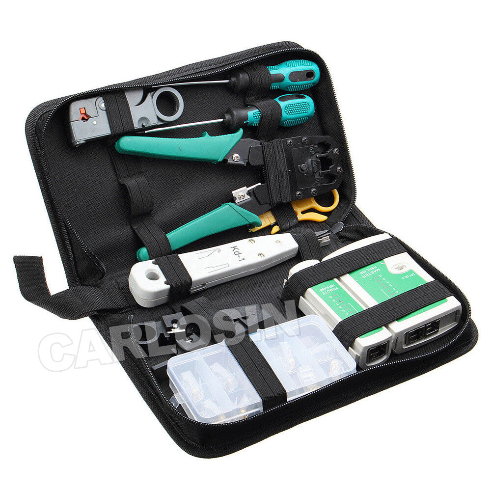 Network Cable Tool Kit LAN Crimper Wire Stripper RJ45 Cat5 Cat6