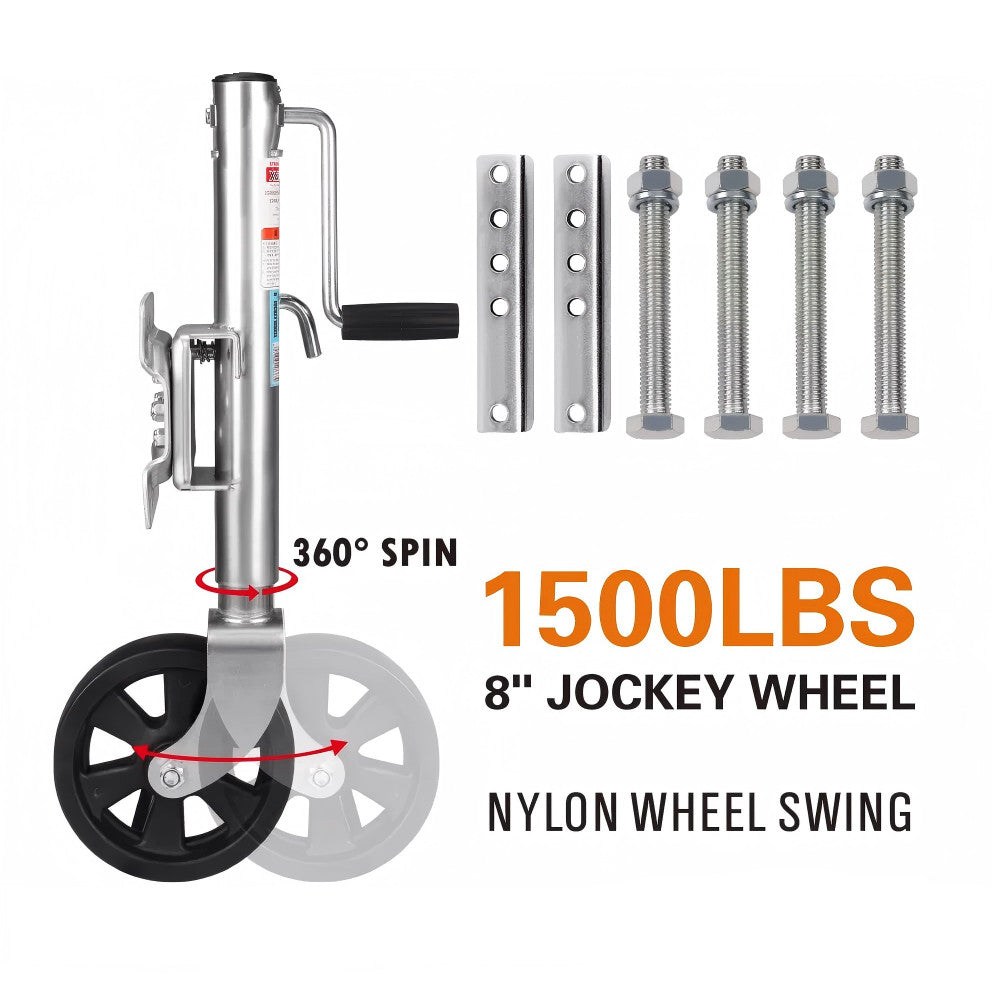 8" Jockey Wheel – Swing-Up Swivel Nylon Trailer Caravan Boat 1500LB