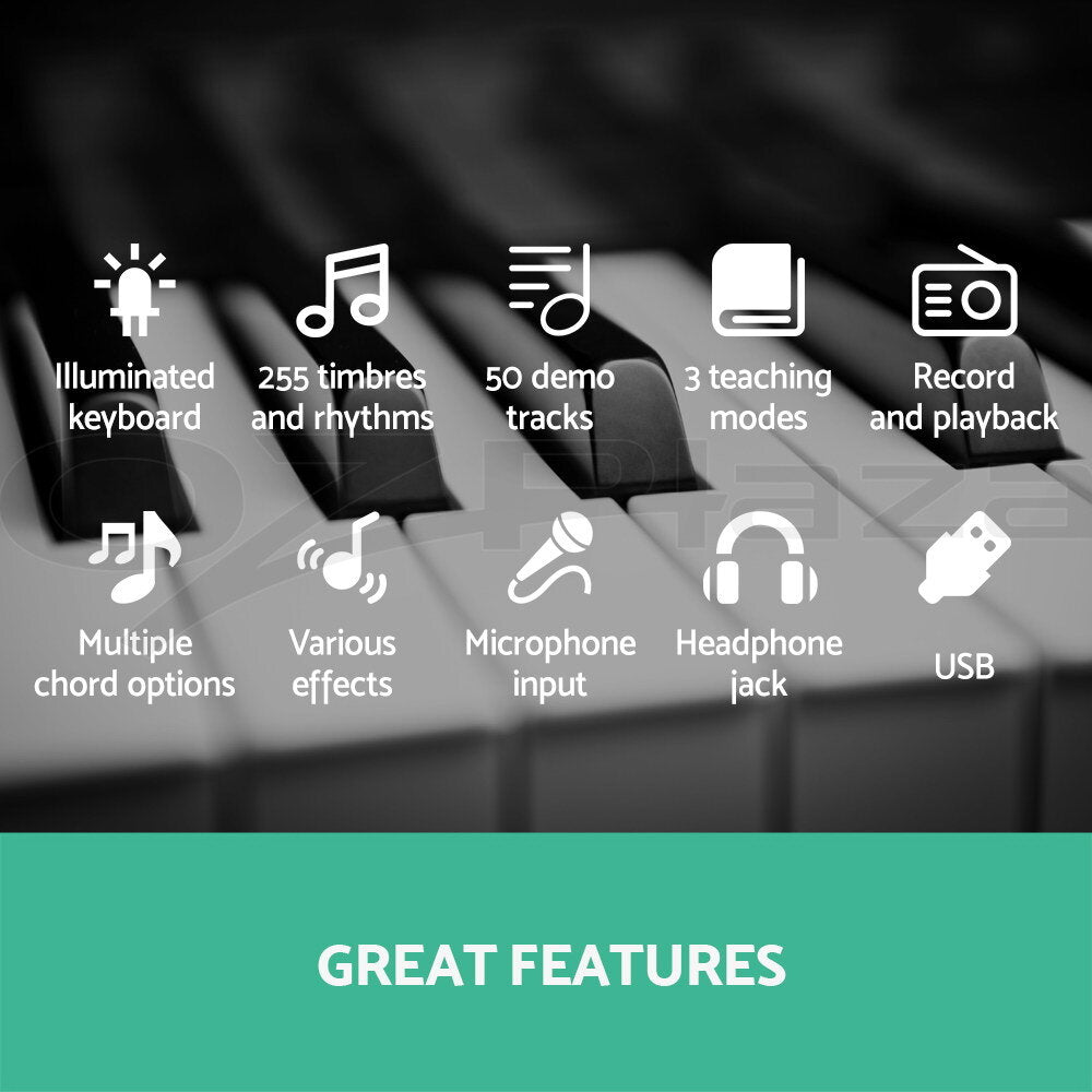 61 Key Digital Piano Keyboard Electronic Lighted LCD