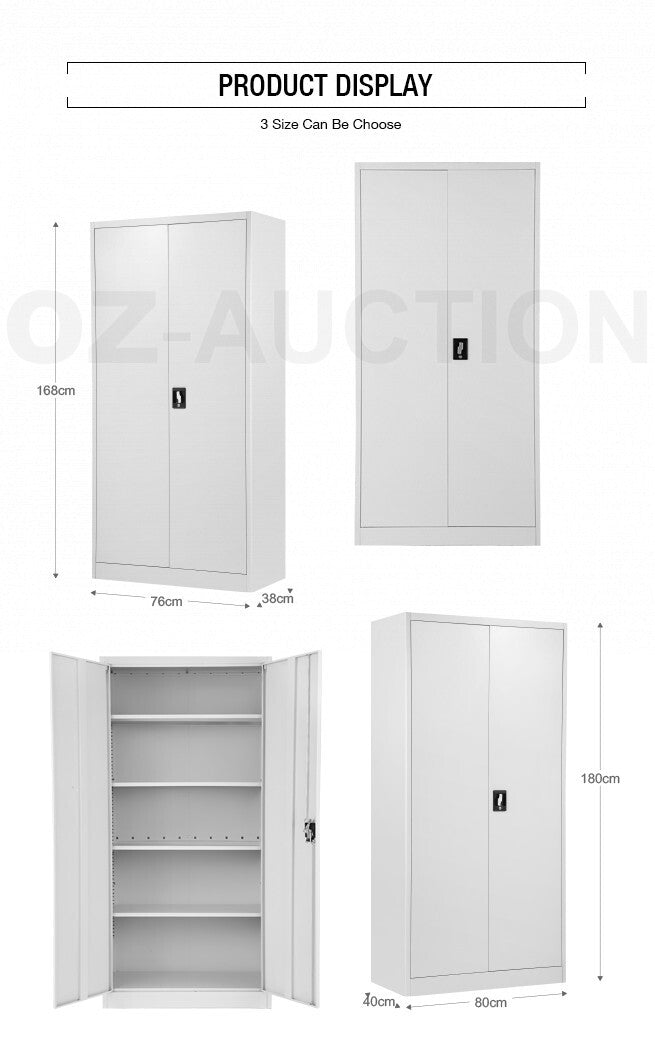 Metal Locker Steel Cupboard – Filing & Storage Cabinet 185cm GR/WH
