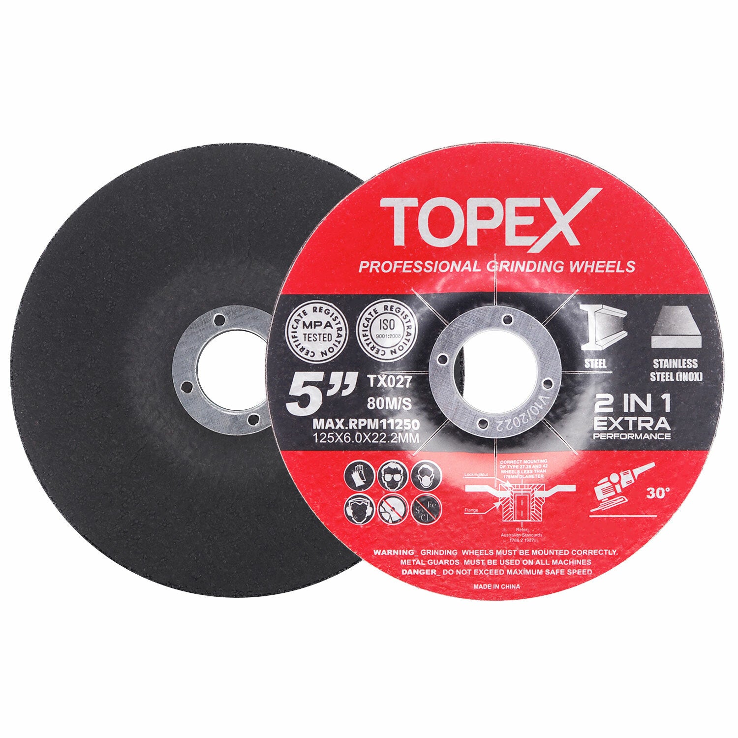 25pc 5" (125mm) Sanding & Grinding Discs – Angle Grinder Wheels
