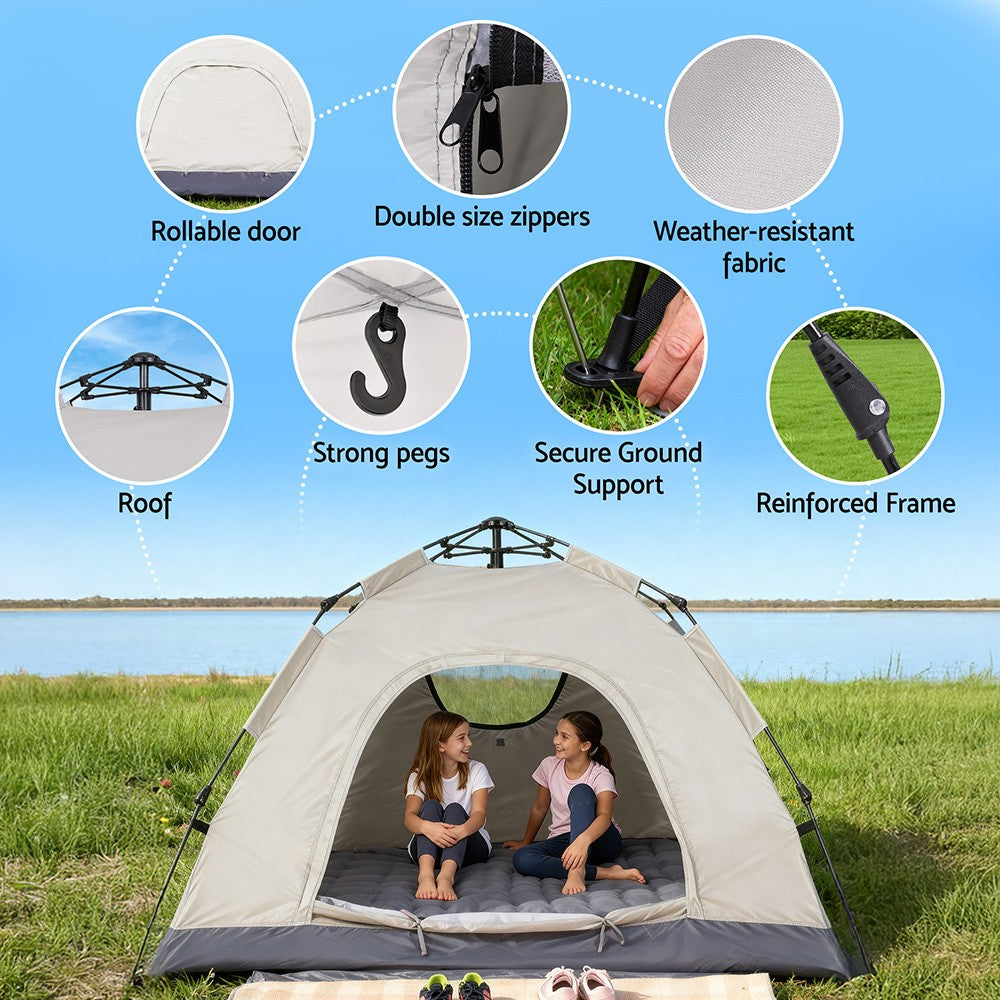 Weisshorn Camping Tent Instant Tent Pop up Outdoor Hiking Tents Hiking Beige