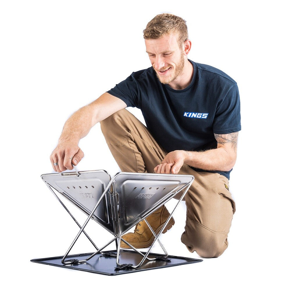 Adventure Kings Premium Stainless Steel Folding Firepit + Folding Firepit Grill