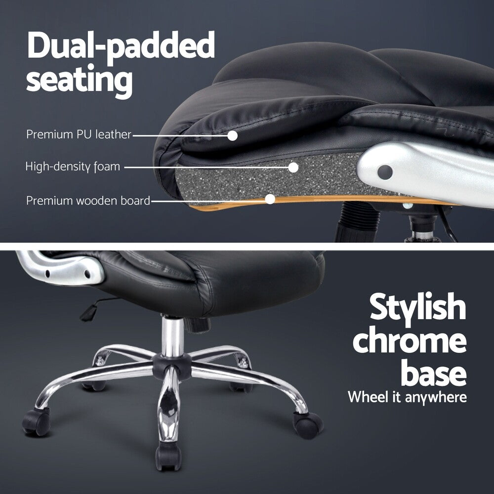Executive Office Computer Gaming Chair PU Leather Tilt Black