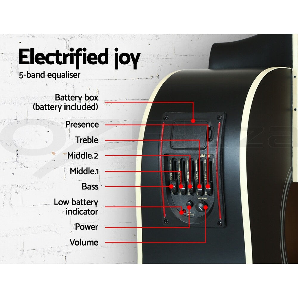 Alpha 41” Electric Acoustic Classical Guitar Full Size EQ Black